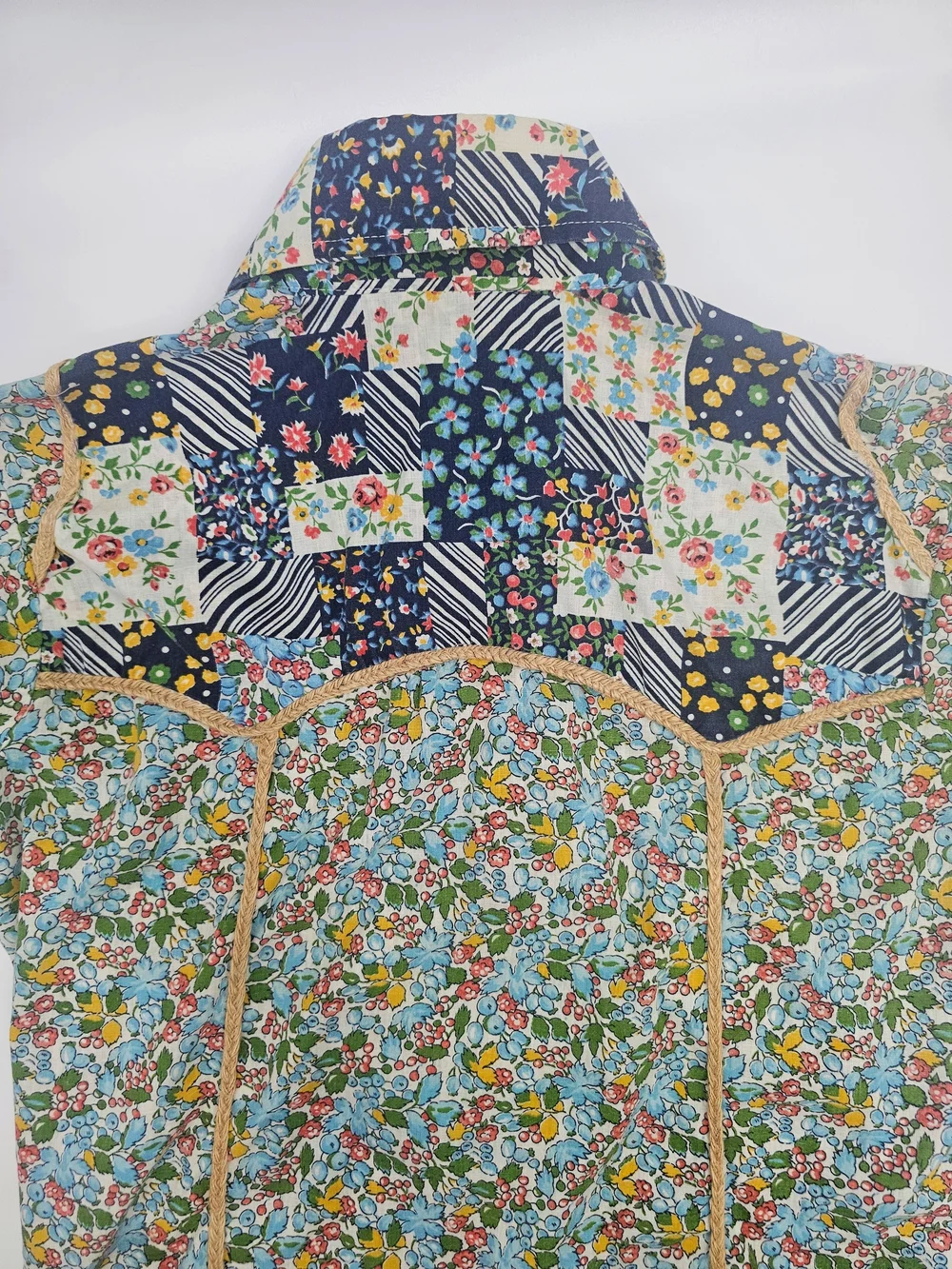 Vintage Floral Patchwork Western Snap Shirt Women's M One of a Kind Prairie - Picture 7 of 8